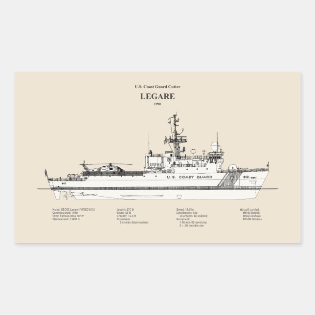 Adesivo Retangular USCG Legare wmec-912 - SBD (Frente)