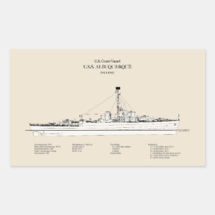 Adesivo Retangular USCG USS Albuquerque PF- 7 - SBD