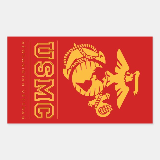 Adesivo Retangular USMC Afeganistão Veterano (Frente)