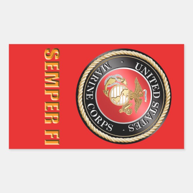 Adesivo Retangular USMC Semper Fi (Frente)
