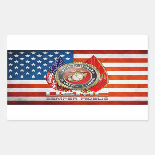 Adesivo Retangular USMC Semper Fi [3D]