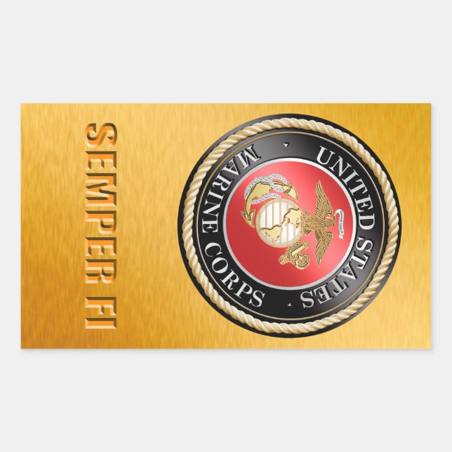 Adesivo Retangular USMC Semper Fi Sticker (Frente)