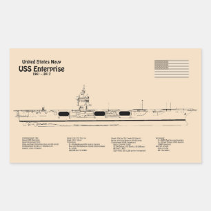 Adesivo Retangular USS Enterprise - Entrega de Planos de Esquema SD
