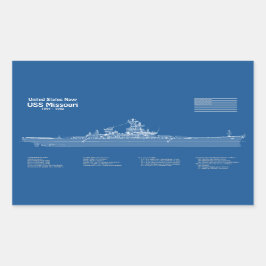 Adesivo Retangular USS Missouri - Entregar planos de projeto ABD