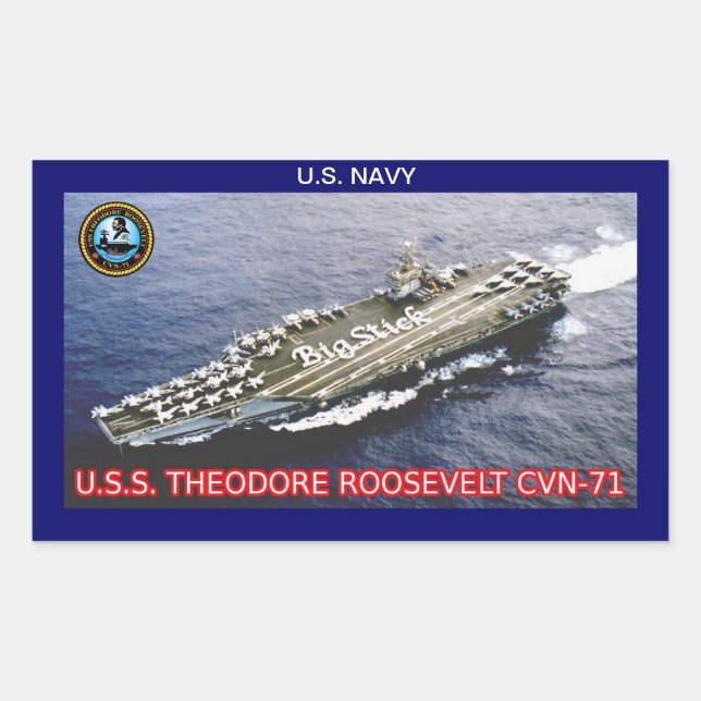Adesivo Retangular USS Theodore Roosevelt Vinheta CVN- 71 (Frente)