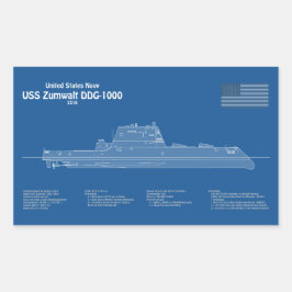Adesivo Retangular USS Zumwalt - Entrega de planos de impressão Bluep