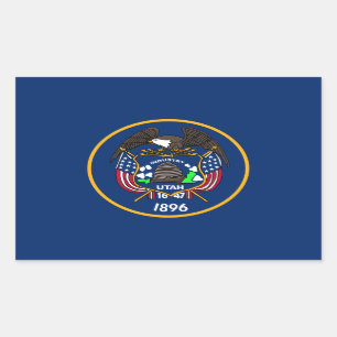 Adesivo Retangular Utah: A Bandeira dos EUA no Estado de Beehive, Ind