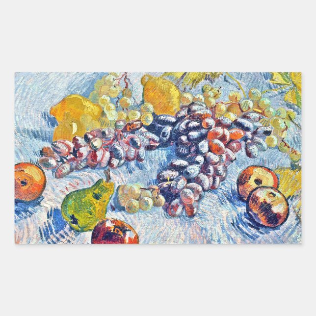 Adesivo Retangular Uvas, limões, peras e maçãs Vincent van Gogh (Frente)
