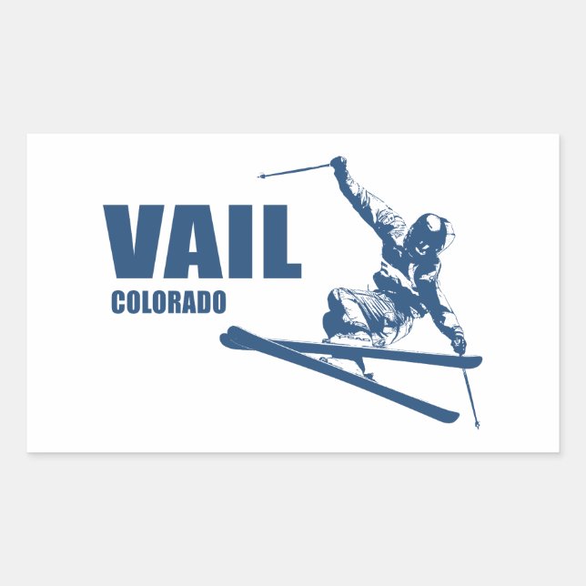 Adesivo Retangular Vail Colorado Skier (Frente)