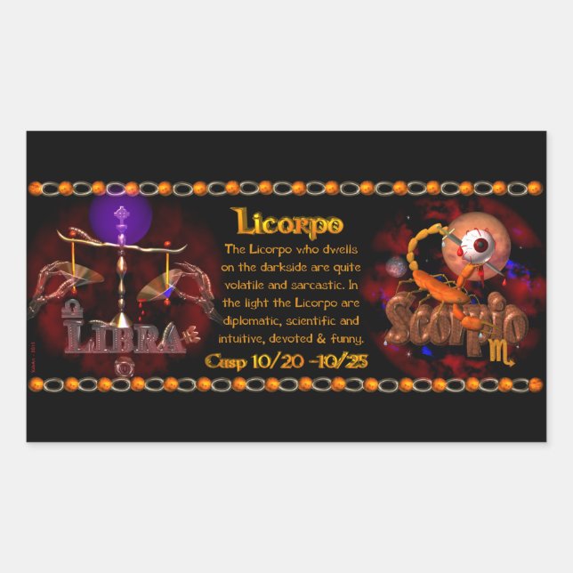 Adesivo Retangular Valxart Gothic zodiac Libra Scorpio cusp (Frente)