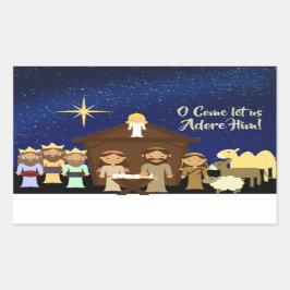 Adesivo Retangular Vamos Adorá-Lo, Natal Natividade