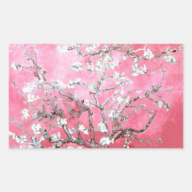 Adesivo Retangular Van Gogh Almond Blossomo Azul Rosa (Frente)