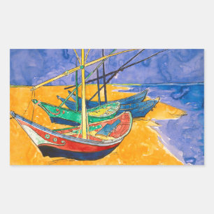 Adesivo Retangular Van Gogh Boats Impressionism Beach