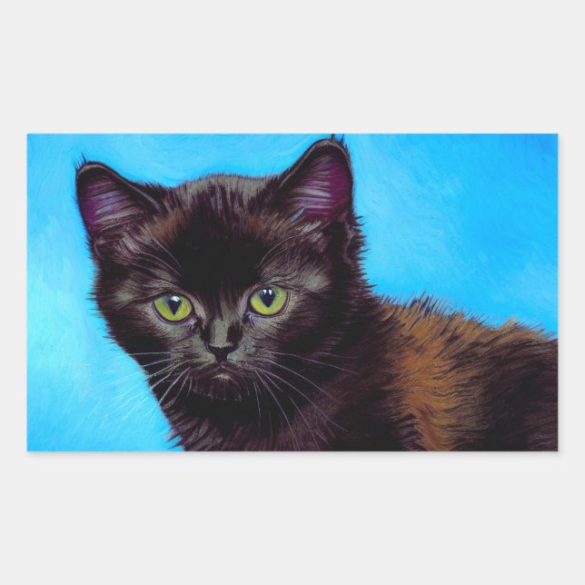 Adesivo Retangular Van Gogh Cat e Flores (Frente)