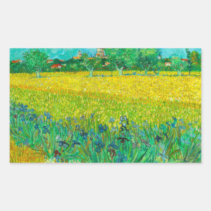 Adesivo Retangular Van Gogh Field com Irrises Perto de Arles