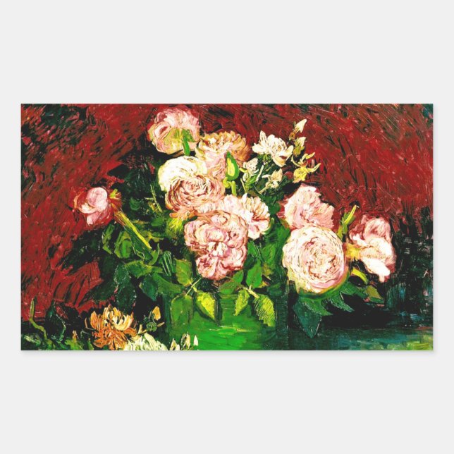 Adesivo Retangular Van Gogh Peonies e Rosas (Frente)