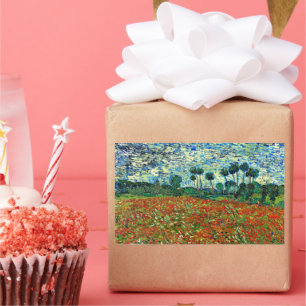 Adesivo Retangular Van Gogh - Poppy Field, famosa pintura,