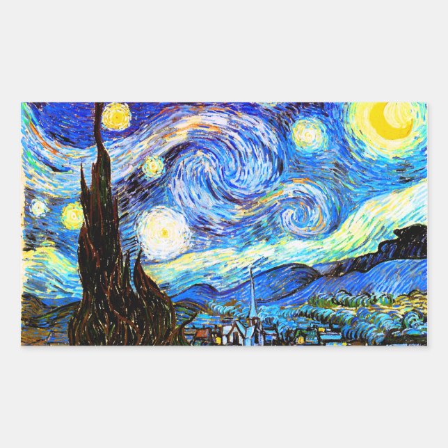 Adesivo Retangular Van Gogh Starry Night Fine Art (Frente)