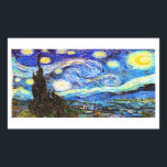 Adesivo Retangular Van Gogh Starry Night Fine Art<br><div class="desc">Starry Night,  o mais famoso quadro do mestre holandês do impressionista Poste Vincent van Gogh. Uma ciprestes solitária,  uma vila dormindo,  e um céu que brilha com estrelas.</div>