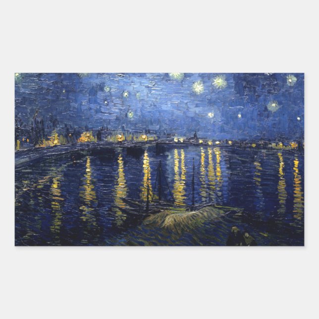 Adesivo Retangular Van Gogh Starry Night Over Rhone (Frente)