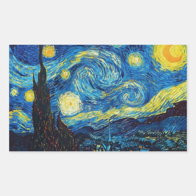 Adesivo Retangular Van Gogh Starry Night Stickers (Frente)