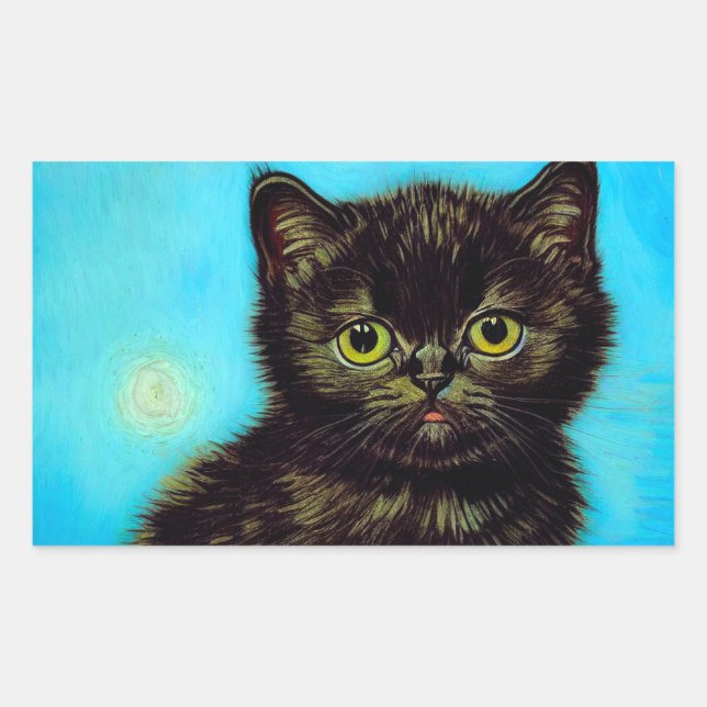 Adesivo Retangular Van Gogh Style Pouting Kitten (Frente)