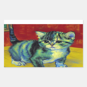 Adesivo Retangular Van Gogh Tabby Cat