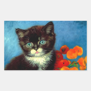 Adesivo Retangular Van Gogh Tuxedo Cat