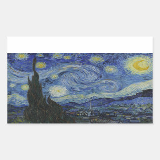 Adesivo Retangular Van Gogh - Vinheta Retangular de Noite Estrelada