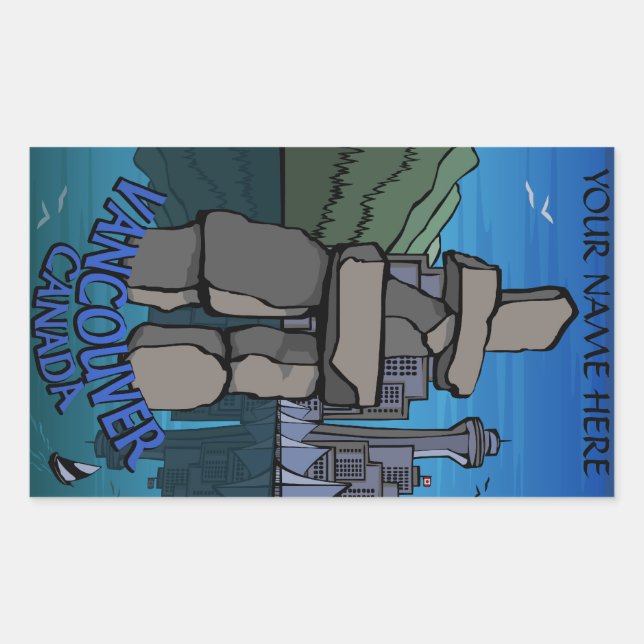 Adesivo Retangular Vancouver Canada Stickers Custom Vancouver Sticker (Frente)