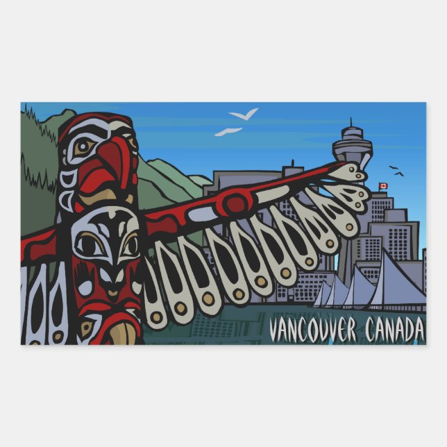 Adesivo Retangular Vancouver Canada Stickers Landmark Souvenir Art (Frente)