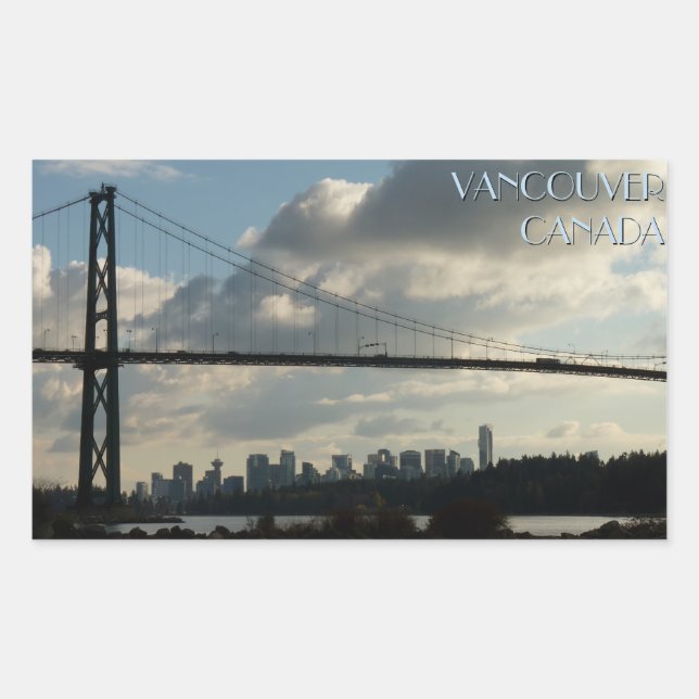 Adesivo Retangular Vancouver Canada Stickers Lions Gate Souvenirs (Frente)