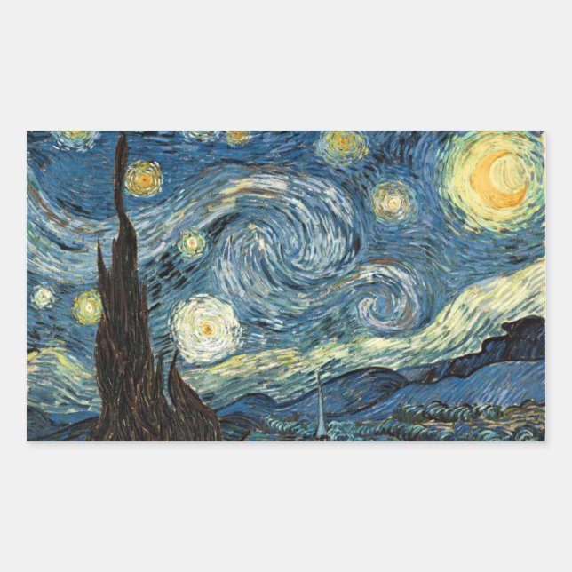 Adesivo Retangular Vangogh Starry Night Rectangular Stickers (Frente)