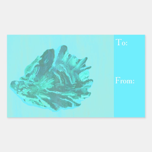 Adesivo Retangular Vazio de ostra azul brilhante (Frente)