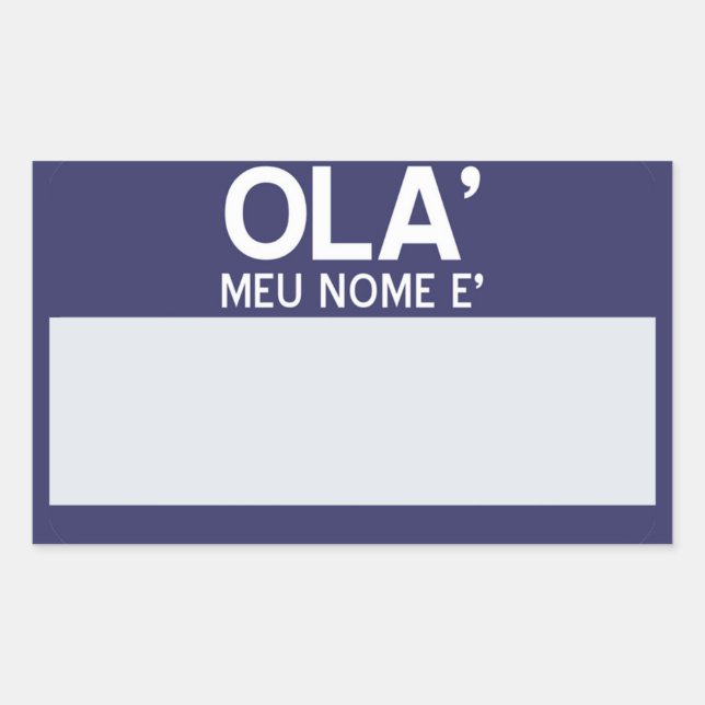Adesivo Retangular Vazio Olá Meu Nome É ... Personalizável (Frente)