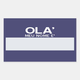Adesivo Retangular Vazio Olá Meu Nome É ... Personalizável