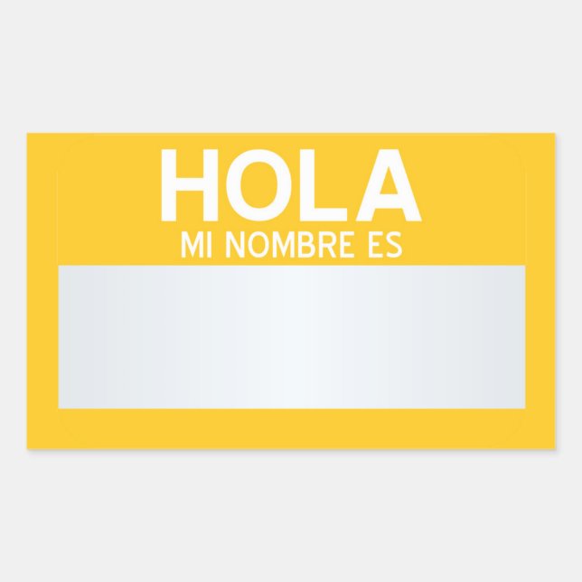 Adesivo Retangular Vazio Olá Meu Nome É ... Personalizável (Frente)