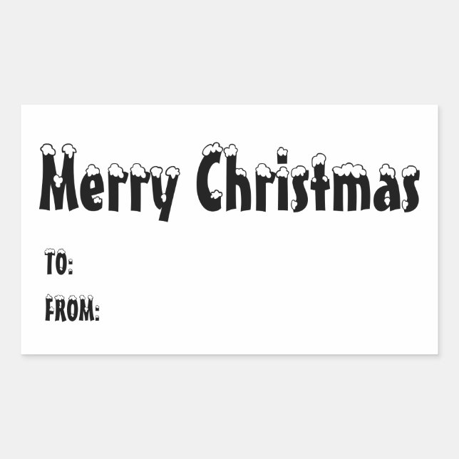 Adesivo Retangular Vazio preto e branco de Natal a de fofo (Frente)