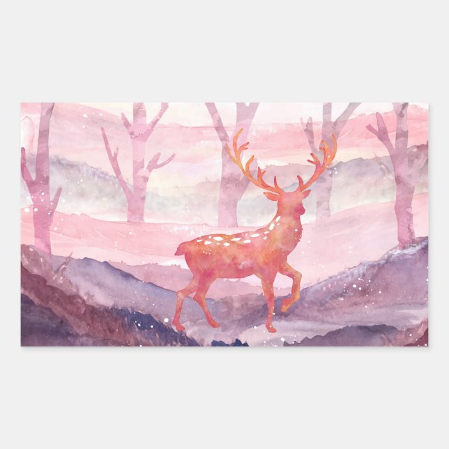 Adesivo Retangular Veado na floresta (Frente)