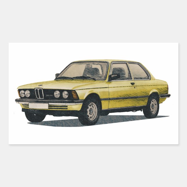 Adesivo Retangular Veículo Automóvel Vintage BMW (Frente)