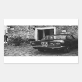 Adesivo Retangular Veículo Vintage FIAT em Itália, em monocromo