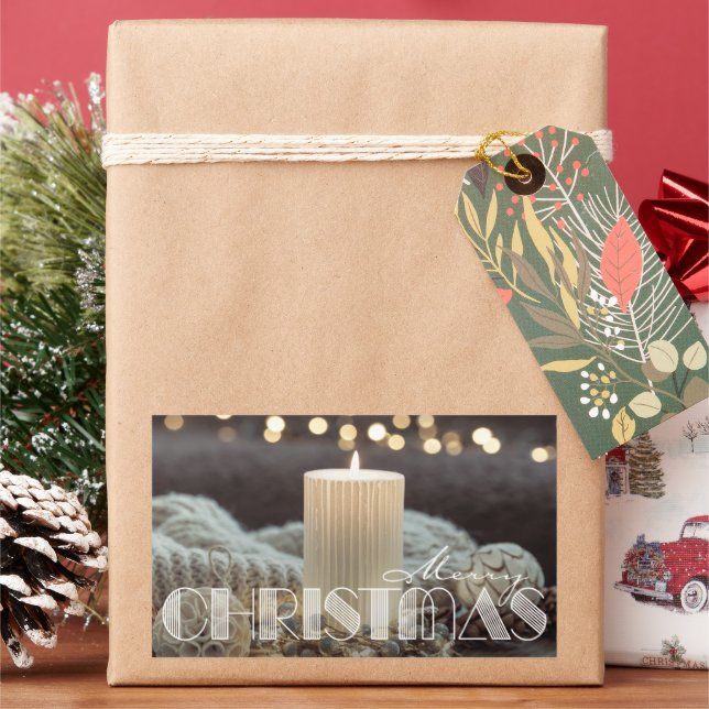 Adesivo Retangular Vela Branca Aconchegante Natal (Feriado)