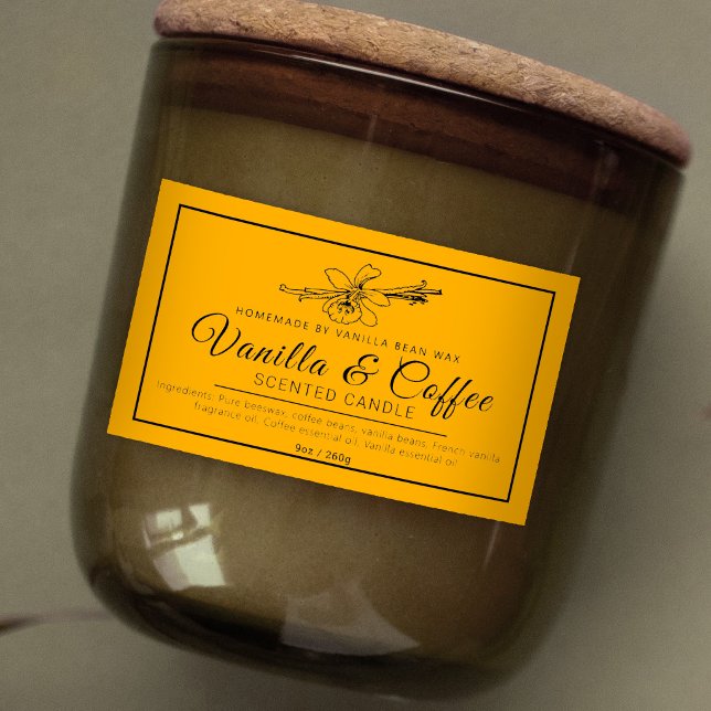 Adesivo Retangular Vela de ingredientes de âmbar preto de baunilha ca (Criador carregado)