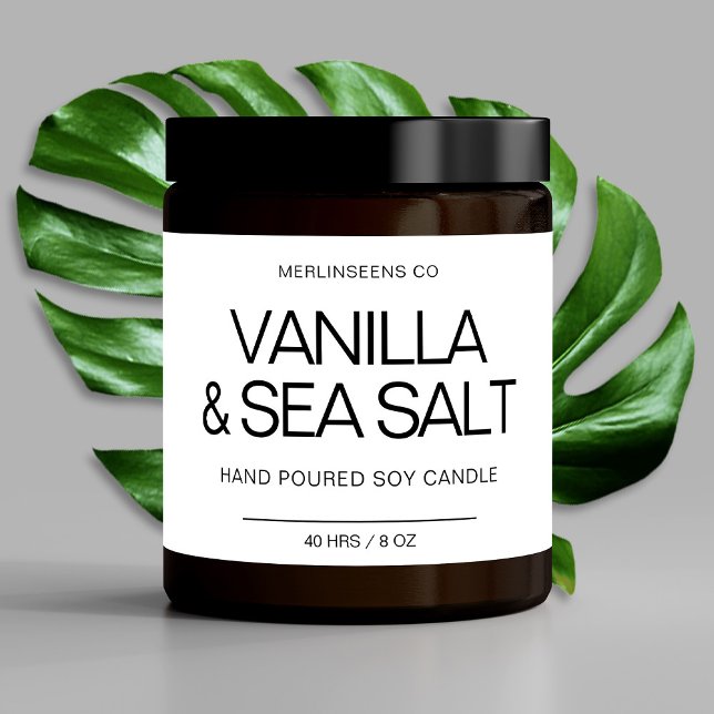 Adesivo Retangular Vela de Soja Caseira Caligrafia Chic Branco Clássi (Criador carregado)