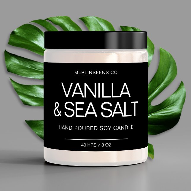 Adesivo Retangular Vela de Soja Caseira Chic Caligrafia Preto Clássic (Criador carregado)