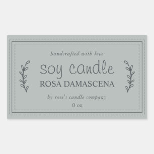 Adesivo Retangular Vela de Soja Caseira XL Folhagem Tempestade Cinza