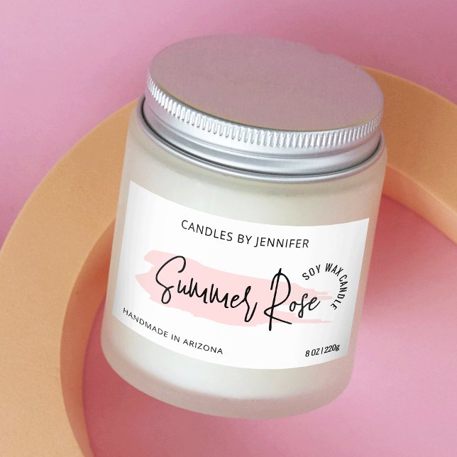 Adesivo Retangular Velas Rosa Elegantes De Aquarela Feminina (Criador carregado)