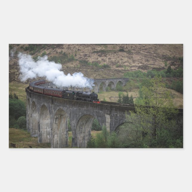 Adesivo Retangular Velho comboio a vapor em Glenfinnan Viaduct (Frente)