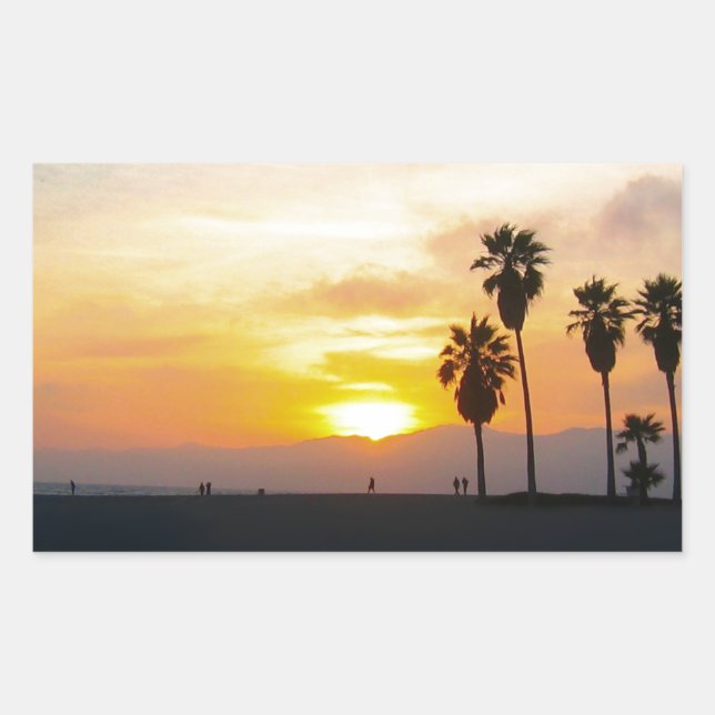 Adesivo Retangular Venice Beach California Sunset (Frente)