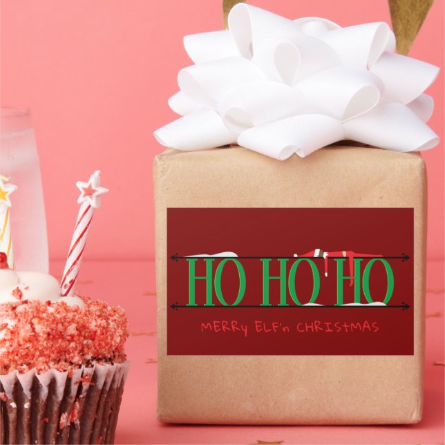 Adesivo Retangular Verde e Red Elf Shenanigans (Festa)